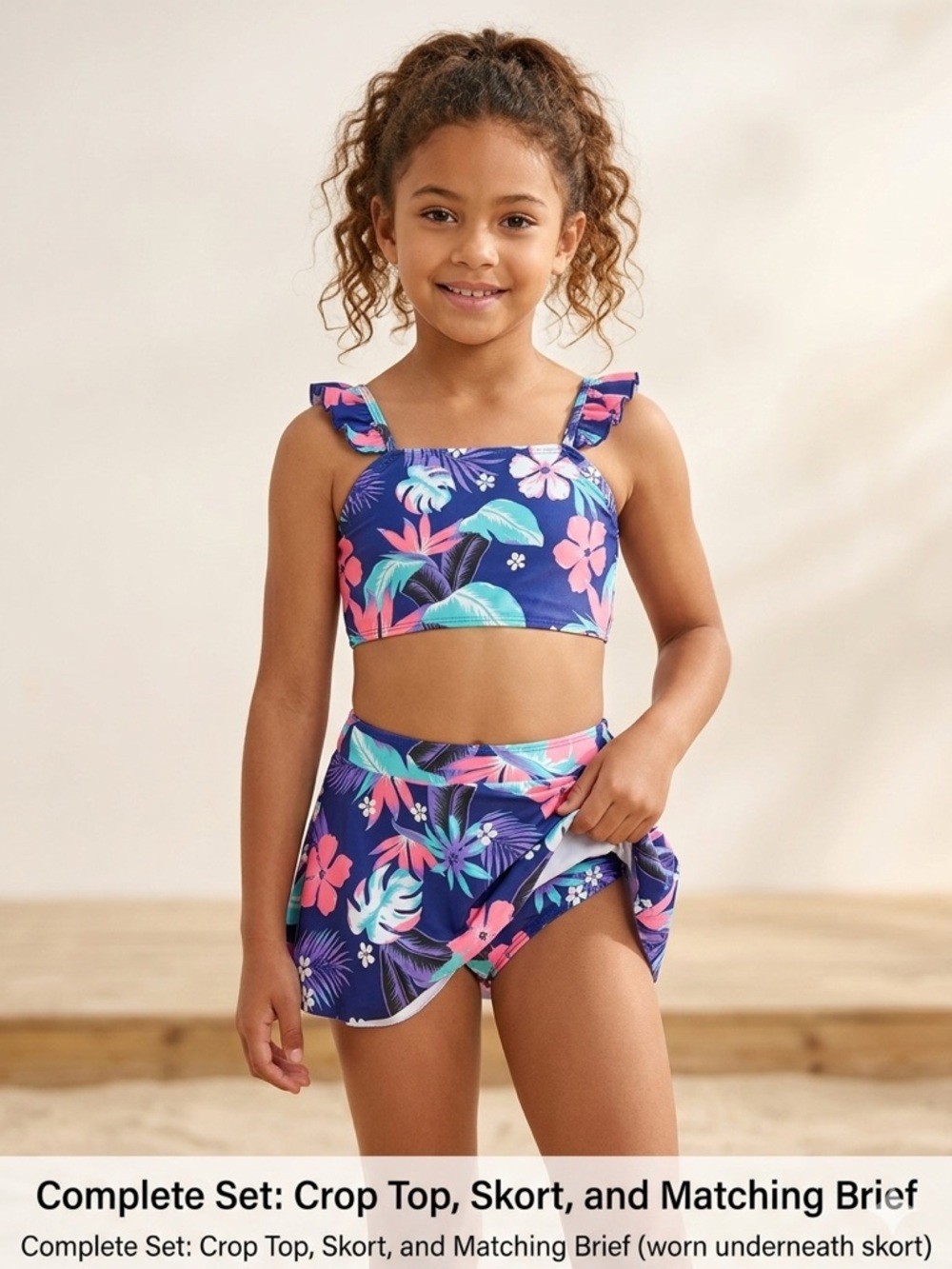 Arshiner Girls Two-Piece Floral Swim Set - Sz 9-10 Y